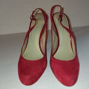 INC International Concept Red Suede Slingback Heels